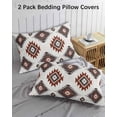 thumbnail image 3 of Red Aztec Pillow Covers Queen Size 2 Pack, Southwest Boho Abstract Geometric Aesthetic Soft Bed Throw Pillowcases Breathable Cooling Long Lumbar Body Pillow Sham Cover for Bed Sofa 20''x30'', 3 of 7