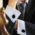 thumbnail image 3 of Juego de gemelos y tachuelas para camisas de esmoquin Boda de negocios $ Juego de gemelos y tachuelas Formal Negro Plata Padrinos de boda Novio Regalo de boda Gemelos $ Gemelos y tachuelas para hombre, 3 of 7