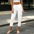 thumbnail image 4 of yillto Capris for Womens Straight Leg Pants with Pockets Fashion Cargo Outfit High Waist Dressy Pant, 4 of 7