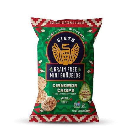 Siete Grain Free Mini Buñuelos Cinnamon Crisps, 5 oz Bag (1 Pack) - Dairy Free, Paleo, Vegan, Non-GMO, Gluten Free
