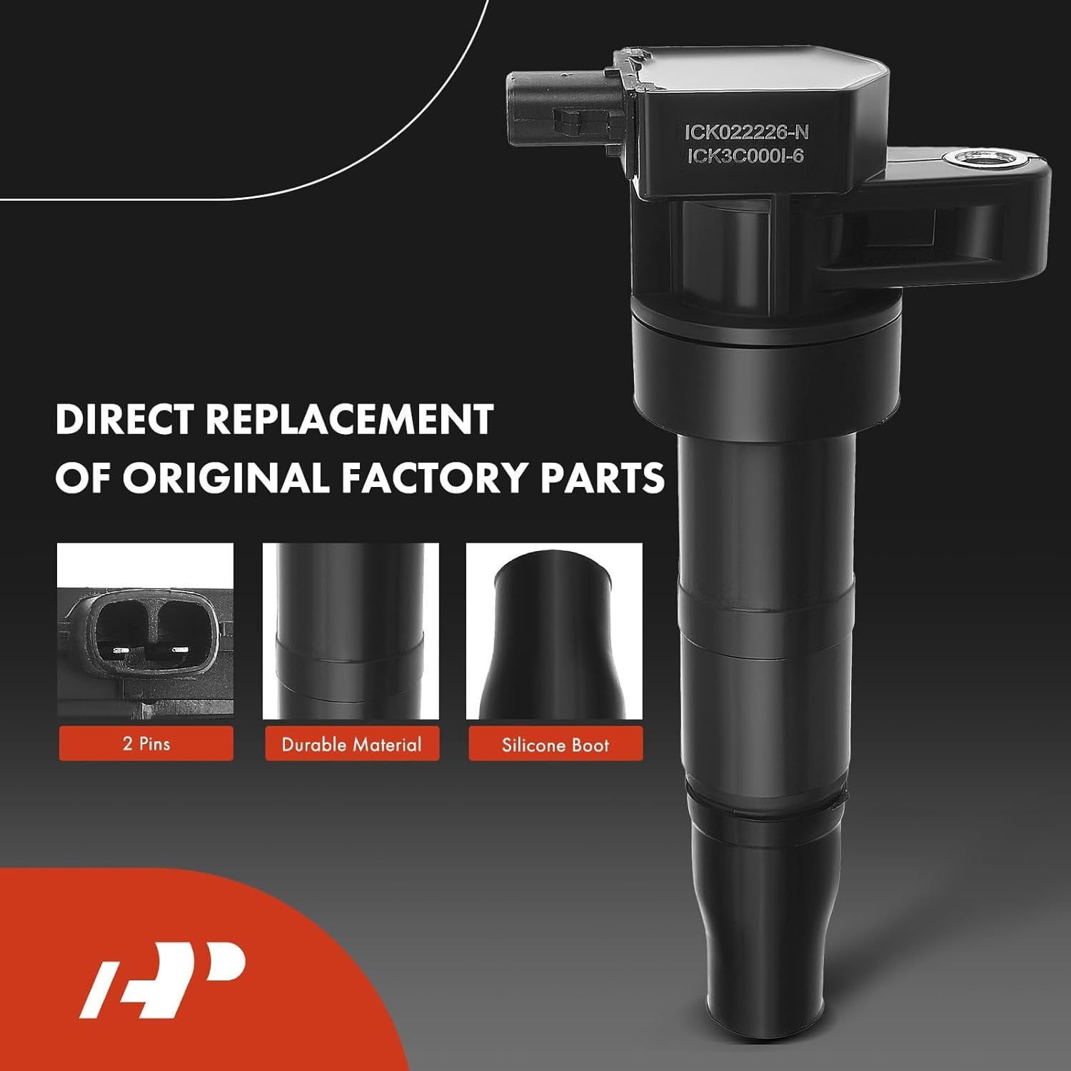 A-Premium Set of 6 (Black) Ignition Coil Pack and Iridium Spark Plugs Compatible with Hyundai Sonata 2006-2010, Santa Fe 2007-2009 & Kia Optima 2006-2008