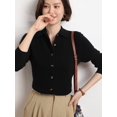thumbnail image 1 of Suéter de mezcla de lana para mujer, cárdigan a medida con cuello tipo polo, chaqueta suave y holgada de punto informal a la moda para otoño e invierno, 1 of 5