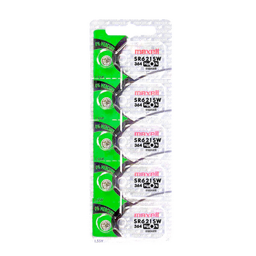 Maxell 364 SR621SW 1.55V Silver Oxide Watch Battery (Pack of 5)