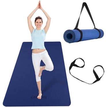 BalanceFrom Extra Thick Yoga Mat With Carrying Strap – Blue (Used But Functional)