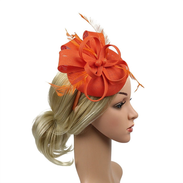 Elegant Orange Fascinator Headband Buy New Orange Elegant Sinamay Loop Bow Fascinator Headband  main image 4