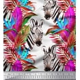 thumbnail image 1 of Soimoi White Rayon Crepe Fabric Tropical Leaves & Wild Animal Fabric Prints by Yard 46 Inch Wide, 1 of 1