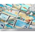 thumbnail image 2 of Soimoi Modal Satin Fabric Chair,Girl & Beach Surfboard Patchwork Print Fabric by Yard 42 Inch Wide, 2 of 3