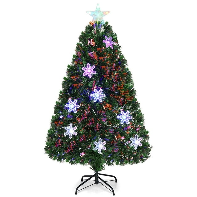 Árbol de Navidad GOFLAME de fibra óptica preiluminado de 1,2 m con luces LED