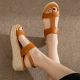 thumbnail image 3 of KBODIU Women's Wedge Sandals Straw Platform Open Toe Anti-Slip Hemp Rope Sandals Brown 39, 3 of 6