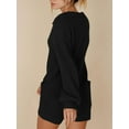 thumbnail image 4 of xiaxaixu Women’s Ribbed Knit Rompers Long Sleeve Solid Color Button Down Jumpsuit Shorts Loungewear, 4 of 9
