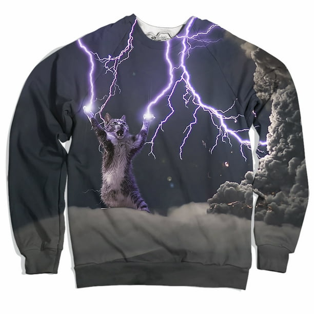 dyd svært Mægtig Lightning Cat Long Sleeve Graphic Sweatshirt | Unisex, Up to 4XL -  Walmart.com