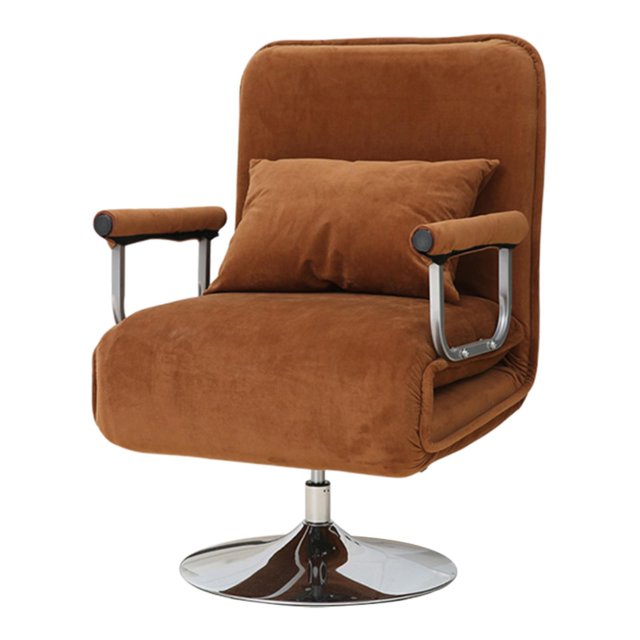 Sofá Silla,Sofá cama 2 en 1,silla,tumbona convertible,Sillón plegable para sofá con almohada giratoria 360,Sofá cama con respaldo ajustable de 5 posiciones,Chaise Lounge Cama Café