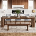 thumbnail image 6 of Tribesigns Farmhouse Dining Table for 6-8, 86 Inch Long Narrow Kitchen Table with Wood Pedestal Base for Living Room, Kitchen, Rustic Brown, 6 of 7