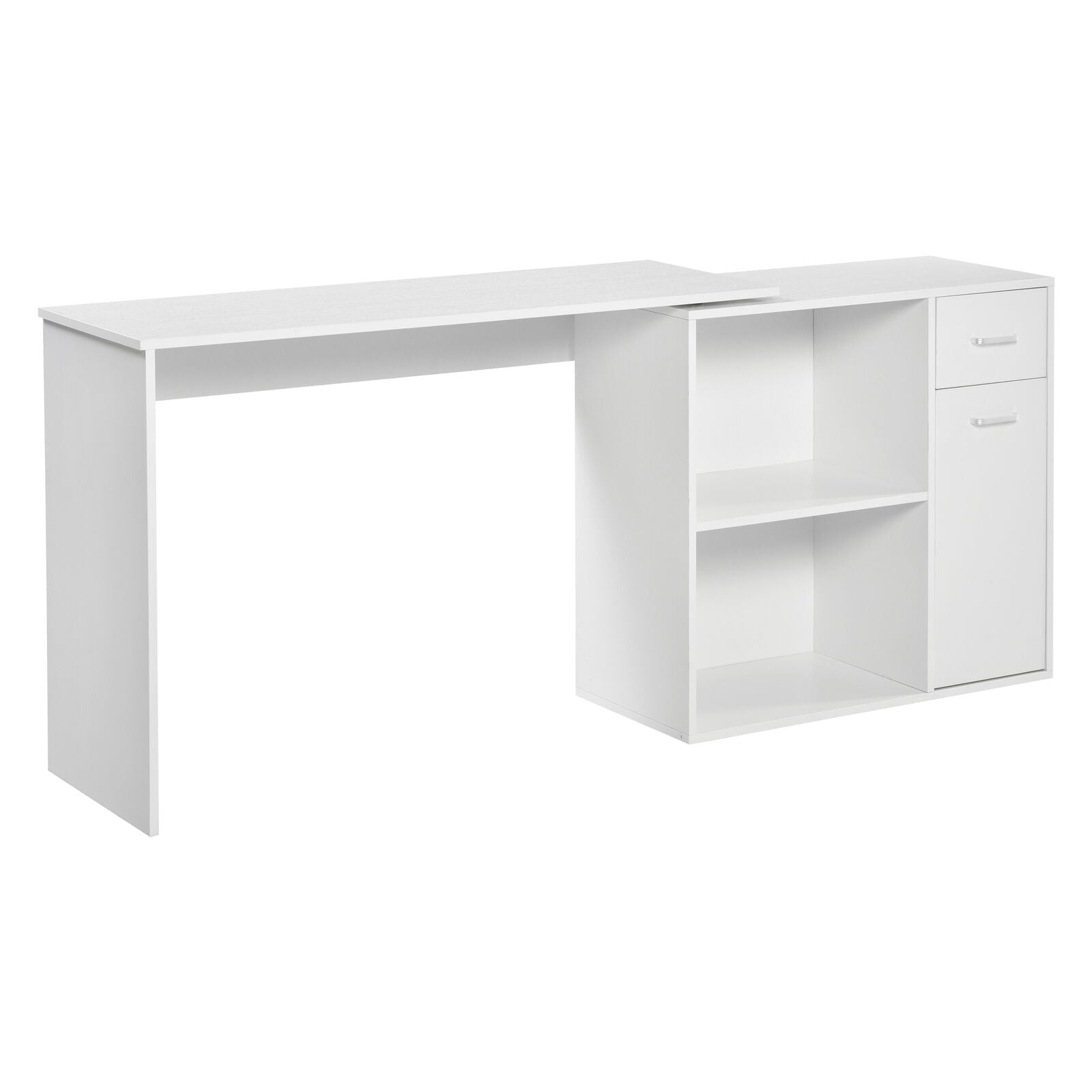 HomCom L Shaped Computer Desk Workstation with Storage Shelves and Cabinet for Home & Office Contemporary Style