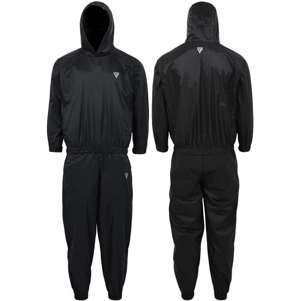 verstoring hoeveelheid verkoop Sterkte RDX Sauna Suit for Gym Sweat Suits for Men and Women Weight Loss and  Slimming Black Hooded Tracksuit, Medium - Walmart.com