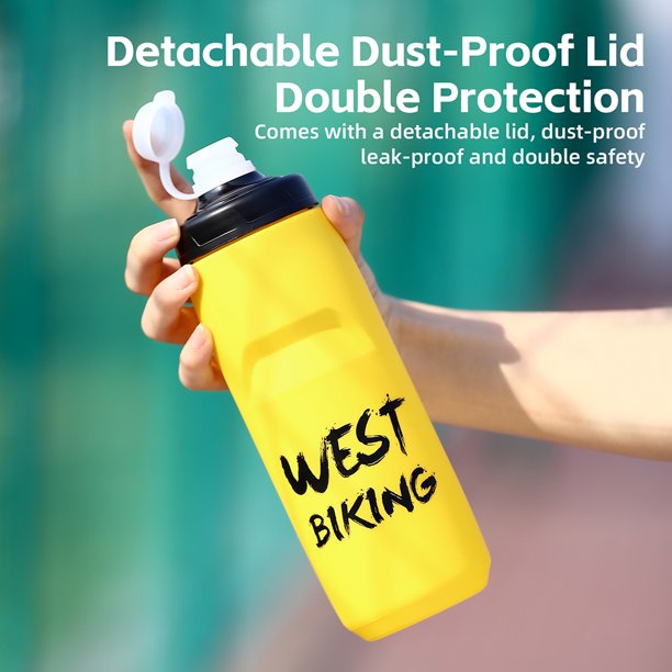 WEST BIKING Botella de agua para bicicleta Hervidor deportivo a prueba de fugas (Amarillo 750ML)