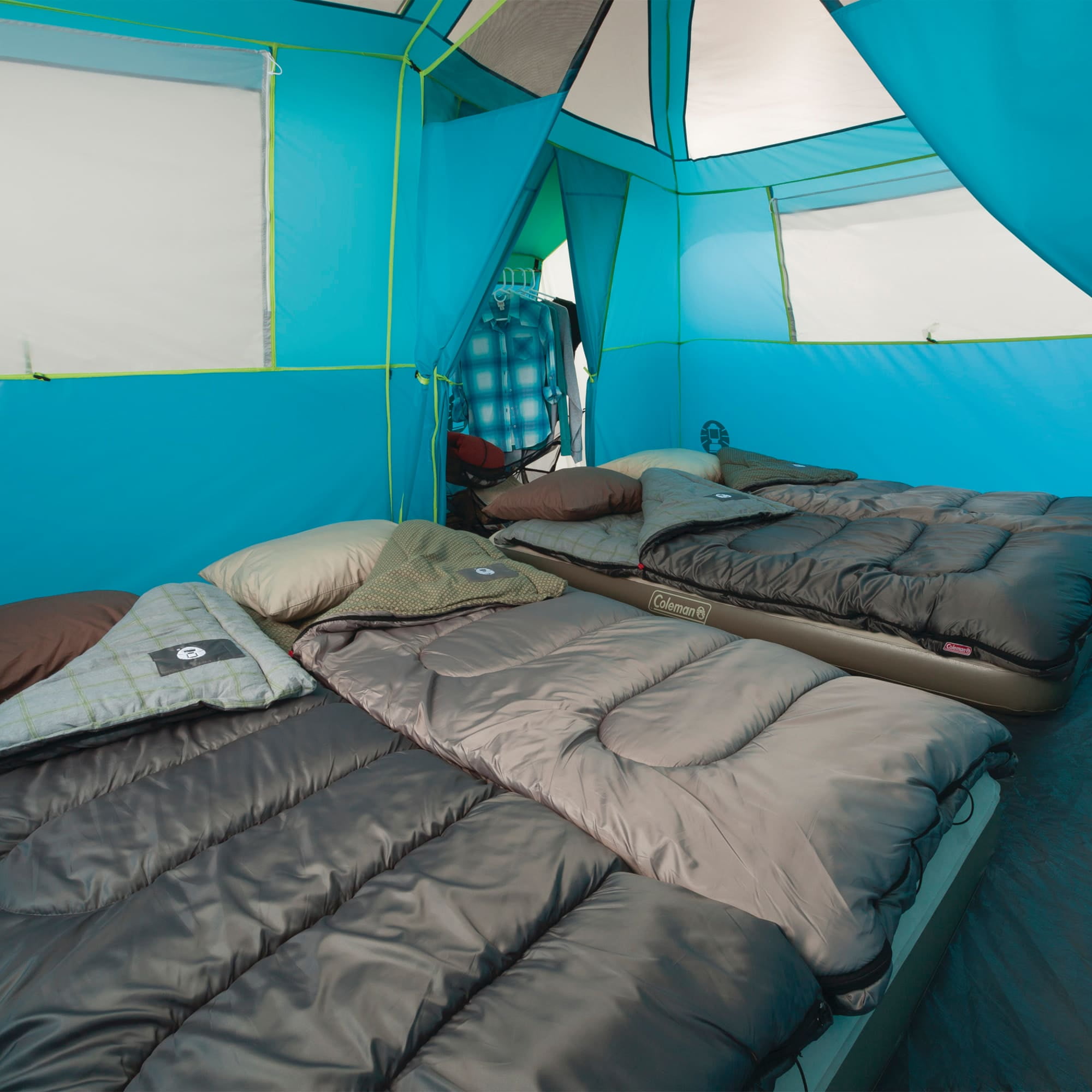 Coleman 8-Person Tenaya Lake Fast Pitch Cabin Camping Tent with Closet, Light Blue