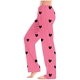 thumbnail image 5 of JGGSPWM Womens Cute Love Print Pajama Pants Drawstring Elastic Waist Jogger Sweatpants Loose Casual Comfortable Trousers Red S, 5 of 6