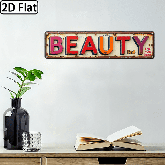 2D Flat, Vintage Beauty Blvd Wall Decor Street Signs Metal Signs Gife for Women Cave Wife 16 x 4 Inches