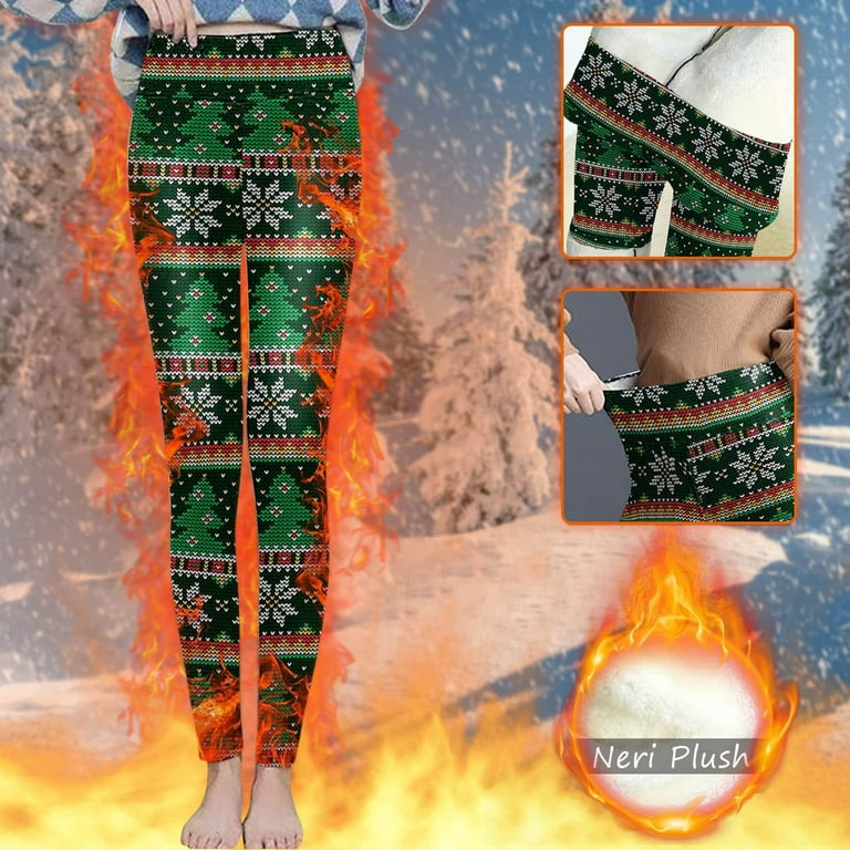 Hfyihgf Fleece Lined Leggings Women High Waisted Leopard Printed Winter  Yoga Pants Tummy Control Soft Thermal Warm Stretchy Pant(White,XXL)