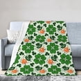 thumbnail image 2 of Soft Cozy Flannel Fleece Blanket for All Seasons St. Patrick''s Day Green Shamrock Lightweight Throw Blanket for Bed/Couch/Sofa/Camping- Green Lucky Shamrocks Irish Clover 50"X40", 2 of 6