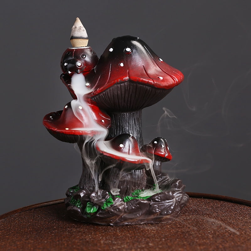 Mushroom Backflow Incense Holder – Ceramic Incense Tube Incense Holder Waterfall Incense Burner and Waterfall Fountain | Unique smoke waterfall effect to help you relax and meditate