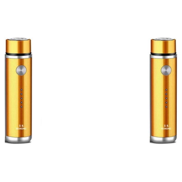 Qarigey Mini afeitadora eléctrica con carga USB, pantalla LED con , portátil, para dormitorio de coche, máquina de afeitar para Barba, Oro 2Conjunto