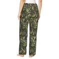 thumbnail image 3 of Uemuo Green Skulls Pattern Women's Wide Leg Palazzo Lounge Pants with Pockets Light Weight Loose Comfy Casual Pajama Pants-Large, 3 of 9