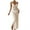 Beige, variant on Taqqpue Women's Crochet Swimsuit Cover Up Solid Color V Neck Sleeveless Side Slit Ribbed Sweater Dresses Casual Loose Fit Long Beach Dress