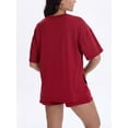 thumbnail image 2 of MINTREUS Womens 2 Piece Lounge Sets Crew Neck Short Summer Pajama Set Airport Travel Outfits with Pockets, 2 of 8