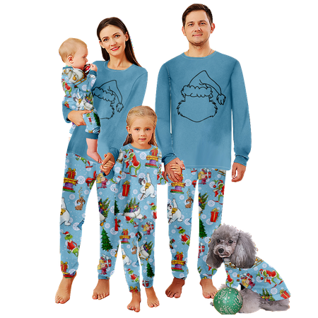 

FUNIER Family Matching Christmas Pajamas Cartoon Monster Print Sizes Baby-Kids-Adult-Pet 2 Pieces Top and Pants Bodysuits Pajamas Sets