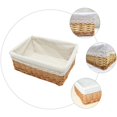 thumbnail image 2 of 35*25*13cm Multipurpose Rectangular Wicker Storage Basket with Removable Washable Liner Willow Woven Containers - Size M, 2 of 7