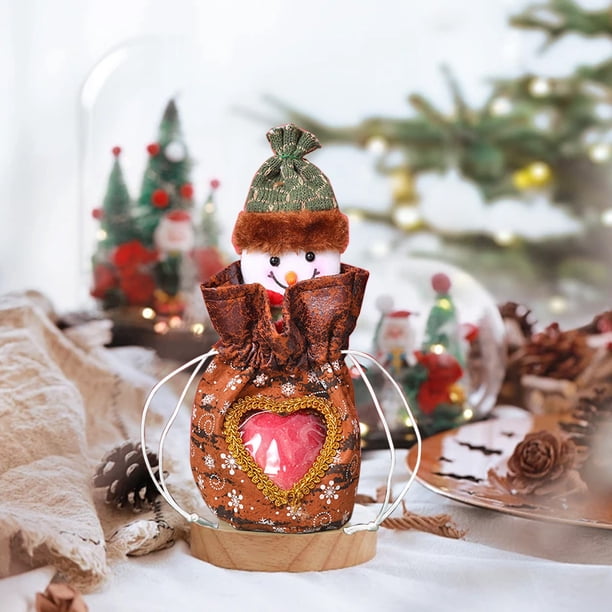 onlyliua Fin de Temporada Bolsa de Terciopelo En Forma de Manzana para Decoración Navideña, Bolsa de Regalo Navideña En Forma de Muñeca de Bolsillo, Bolsa para Dulces