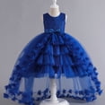 thumbnail image 2 of Ashirexll Robe de Fête Sans Manches pour Filles Jupe Tutu en Maille Col Rond Ligne A Robe Formelle pour Animatrice Spectacle Âge 2-12 Ans Bleu 9 Ans, 2 of 4
