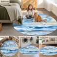 thumbnail image 6 of Ocean Blue Round Living Room Rugs 7 ft, Sky Bird Seagull Sea Wave Nature Scenery Washable Area Rug with Non-Slip Sturdy Edge Binding Round Carpet for Kitchen Office Bedroom, 6 of 9