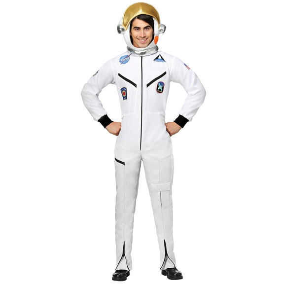 Adult Plus Size White Astronaut Jumpsuit Costume