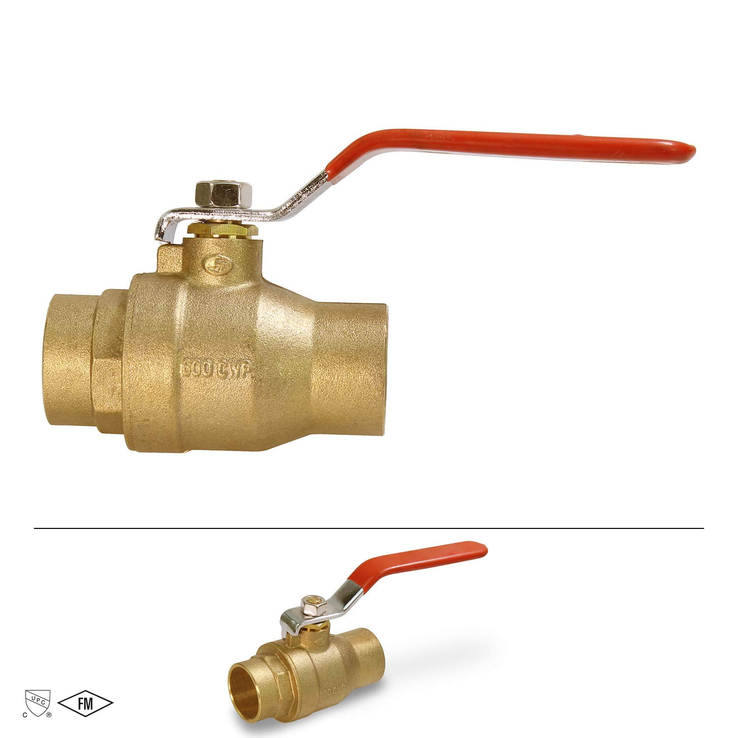 Midline Valve C522336-5 Premium Brass Gas Ball Valve, with 1-1/4 in. Sweat Connections (5 Pack)