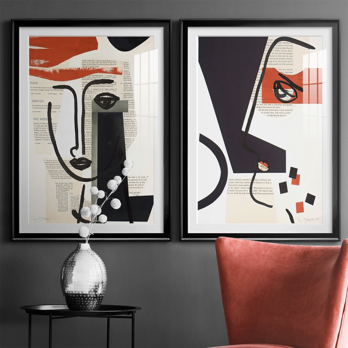 Wexford Home Faces of A Century V Premium Framed Print, 22.5" x 30.5" - Ready to Hang, Black (Set of 2)