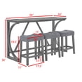 thumbnail image 4 of CQSXDA 4 Piece Bar Table And Chair Set, 59 Inch Dining Table With 3 Upholstered Stools  With Power Outlet  For Home Entertaining, Grey, 4 of 10