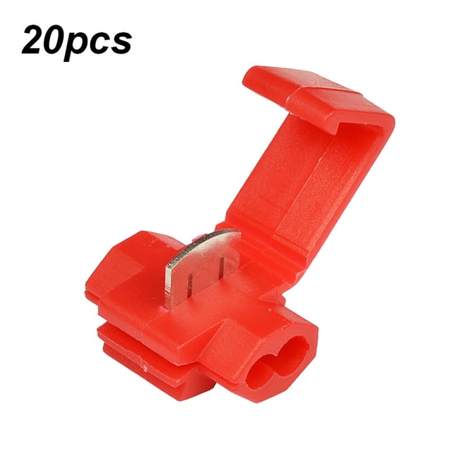 Wire Connector Plastic Brass Scotch Lock Terminal Electrical Wire Connector Terminal Wire Wire Splice Crimp, Red, 20pcs