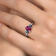 thumbnail image 4 of Gem Stone King 1.89 Ct Oval Red Created Ruby Blue Diamond 925 Sterling Silver Ring, 4 of 6