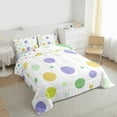 thumbnail image 4 of Manfei Cartoon Circular Queen Comforter Set,Multicolor Polka Dots Bedding Sets,Yellow Green White Bedding Comforter Set For Children,Breathable Home Decor Reversible,3pcs, 4 of 9