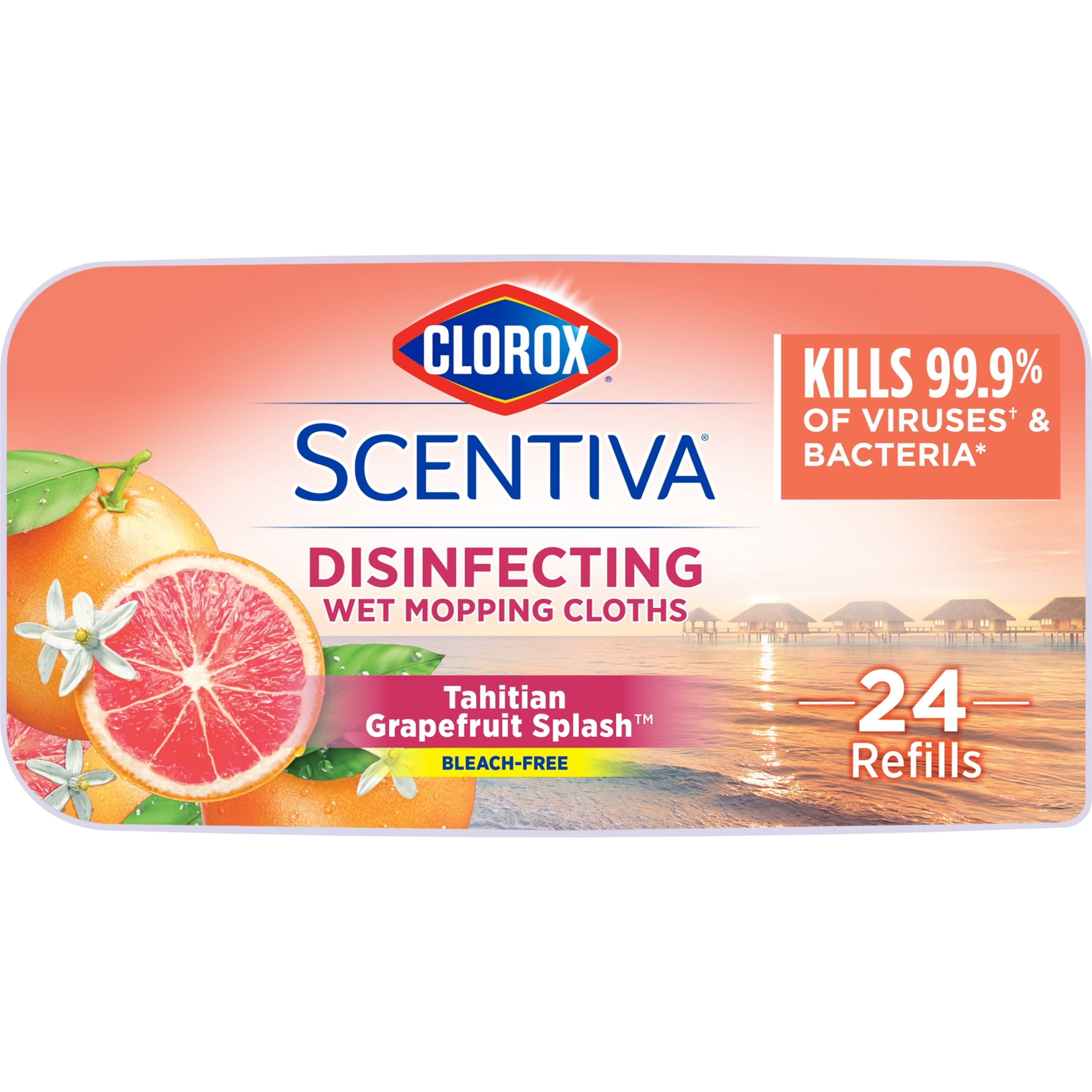 Clorox Scentiva Disinfecting Wet Mop Pads, Tahitian Grapefruit Splash