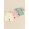 thumbnail image 4 of Bagilaanoe 3 Packs Toddler Baby Girls Shorts Elastic Waist Bottoms Summer Shorts 6M 12M 18M 24M 3T 4T Kids Casual Daily Short Pants, 4 of 7