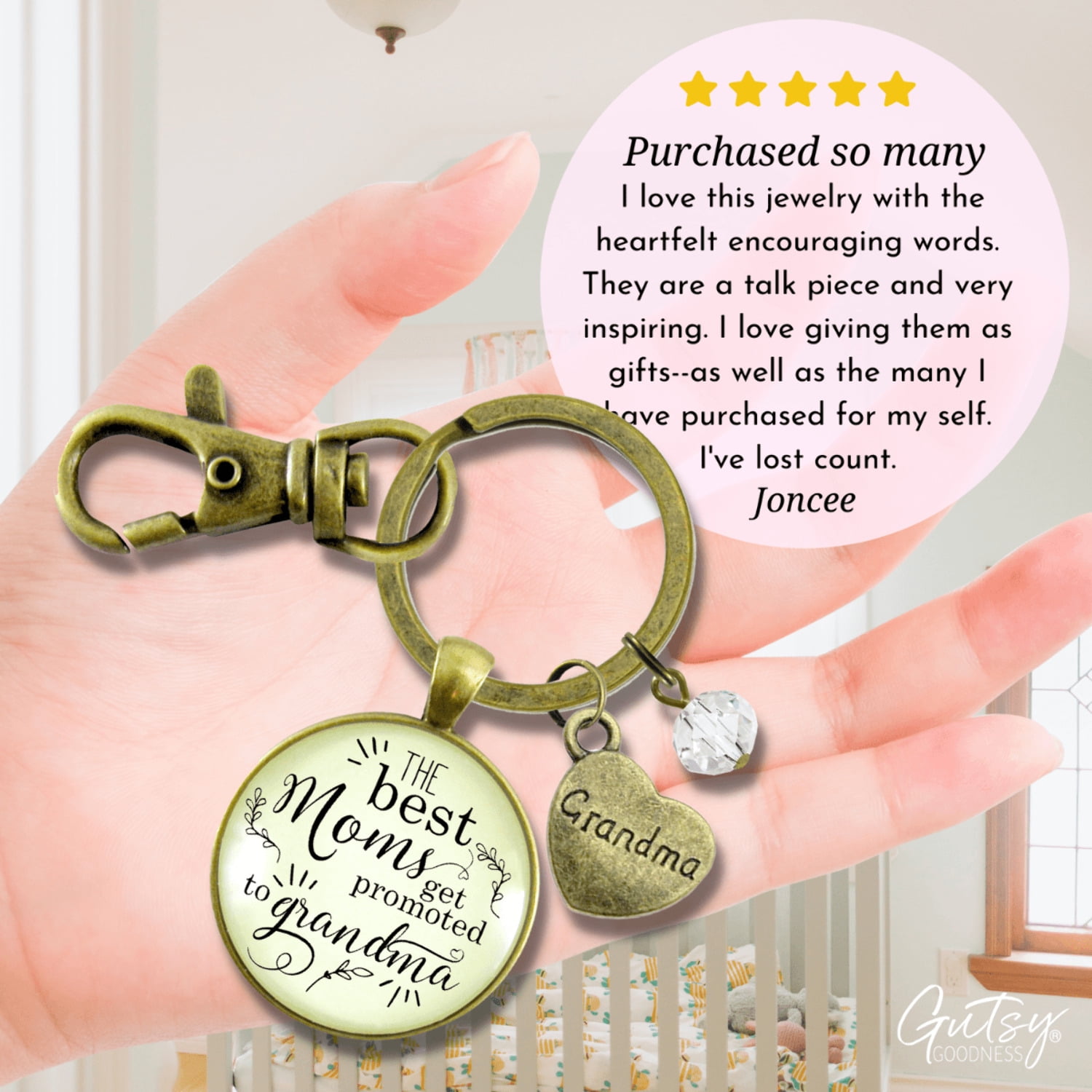 New Grandma Keychain Best Moms Get Promoted Grandmother Keepsake Jewelry Gift