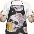 thumbnail image 2 of Black Skull Rose Butterfly Pattern Apron-Garden Aprons for Women with Pockets-Cotton Linen Waterproof Kitchen Cooking Gardening Aprons Adjustable for Kitchen,Cooking,BBQ and Salon 33x27 Inch, 2 of 7