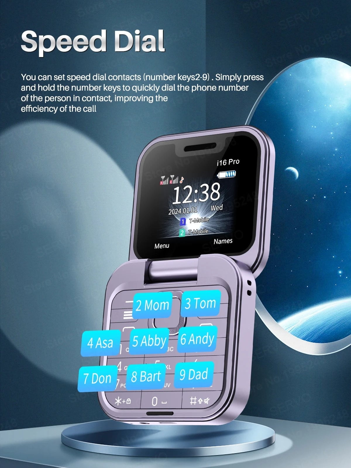 Kyusrd Folding Flip Phone Double SIM Double Standby Mini Backup Phone