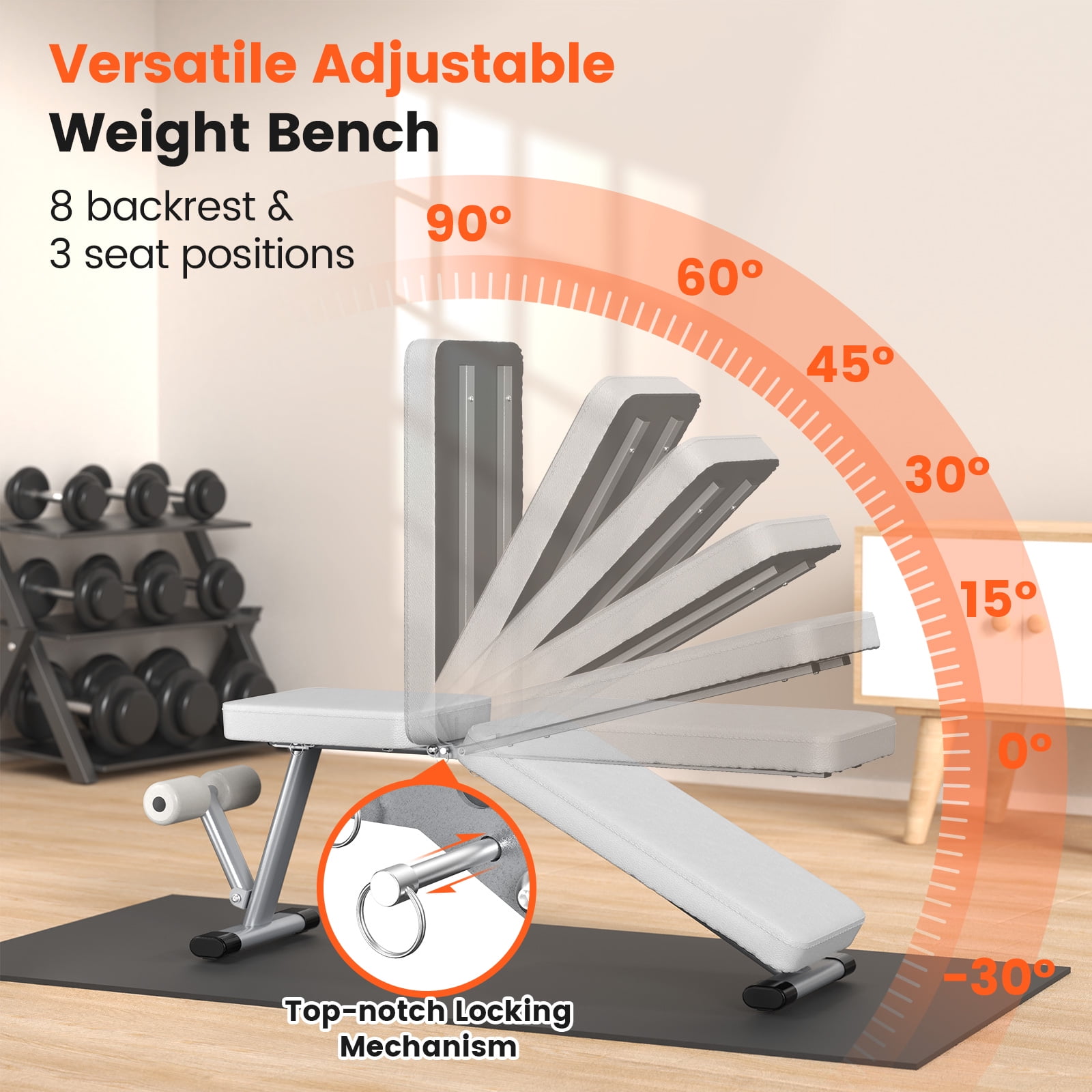 ATHSPO Foldable Weight Bench for Home Gym,Adjustable Workout Benches for Full Body Strength Training,Dumbbell Exercise,Fast Folding Sit up Bench