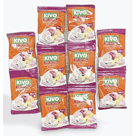 Kivo Ginger Garlic & Onion Powder 3 in 1 , 100% Natural. 25g- (10-packs)