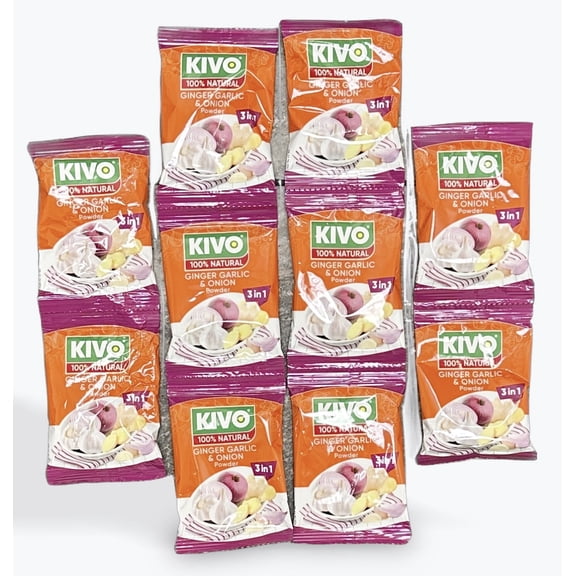 Kivo Ginger Garlic & Onion Powder 3 in 1 , 100% Natural. 25g- (10-packs)